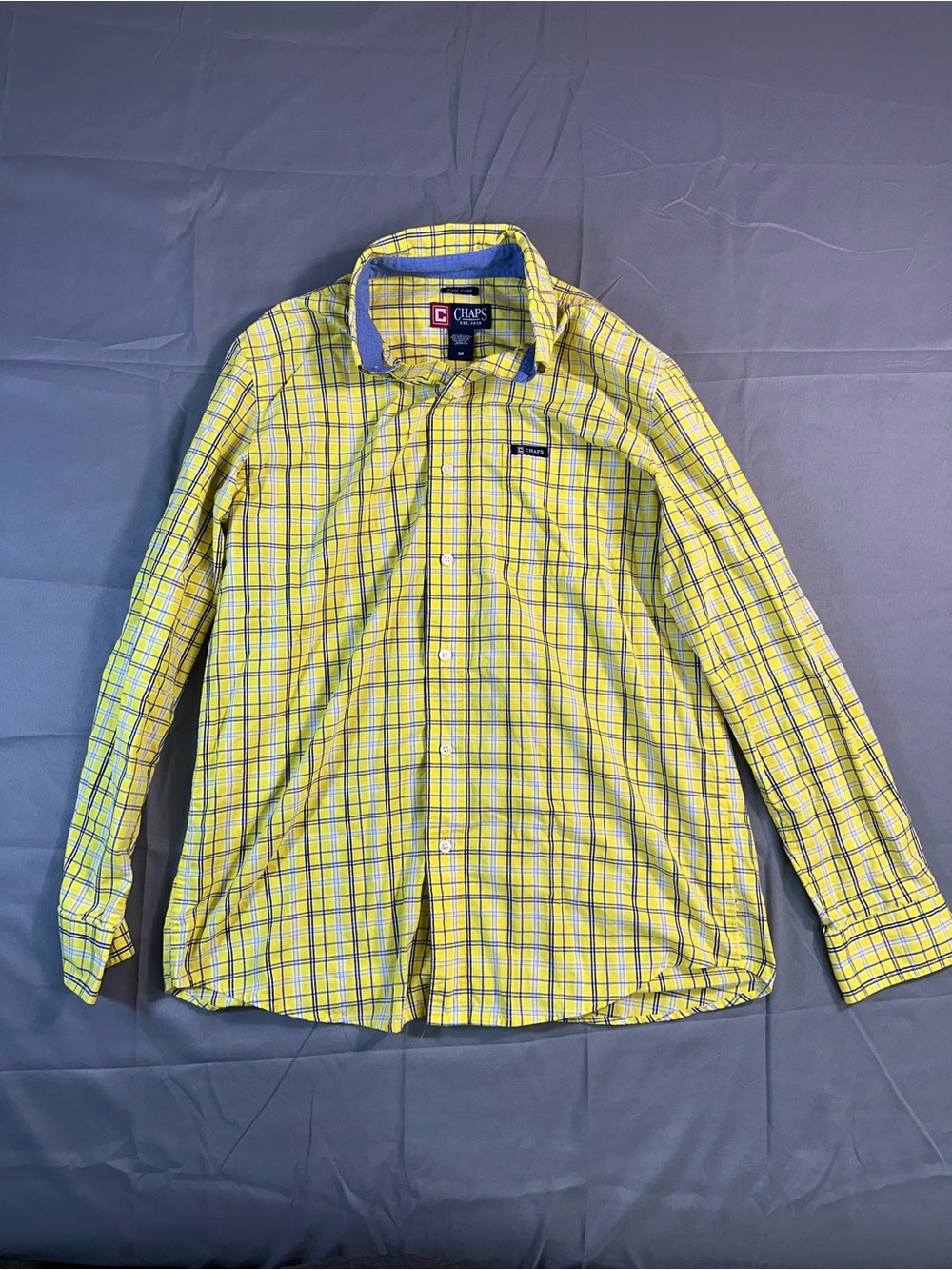 Chaps Yellow Plaid Long-Sleeve Button-Down Shirt